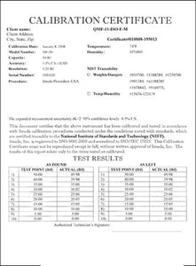 nist traceable calibration certificate