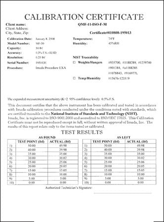 nist traceable calibration certificate